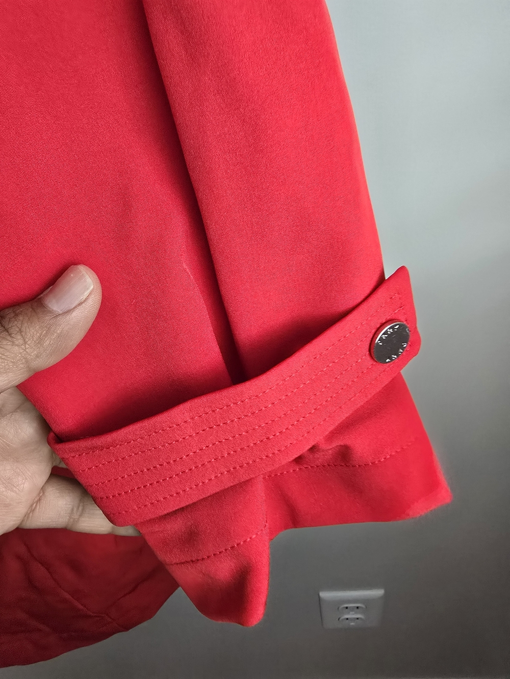 DKNY Red Trench Coat with Self-Tie Belt - Picture 7 of 14